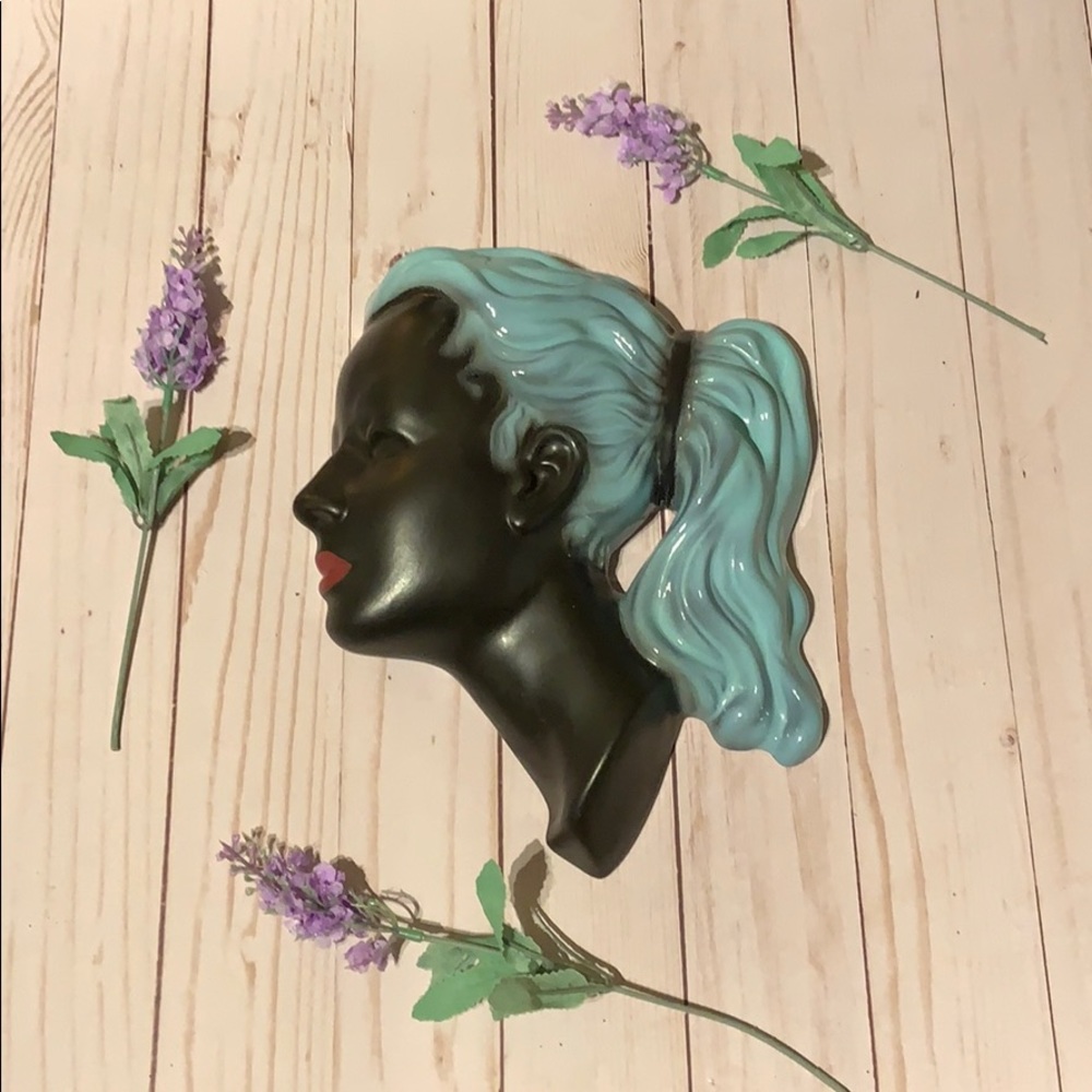 1950s Wall Mask ebony and light blue.